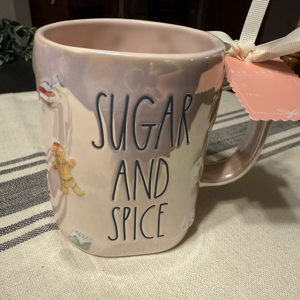 NWT Rae Dunn Sugar and Spice Christmas mug, iridescent pink